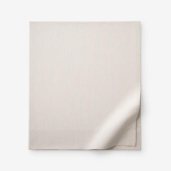 The Company Store Company Cotton Stripe Yarn-Dyed Tan Cotton Percale Full Flat Sheet