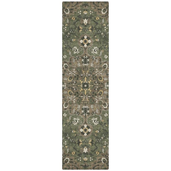 Chantille Machine Washable Indoor/Outdoor Abstract ACN2463 Brown 2 ft. x 7 ft. Runner Rug