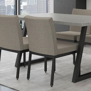 Perry Beige and Black Tweed Fabric / Black Metal Dining Chair (Set of 2)