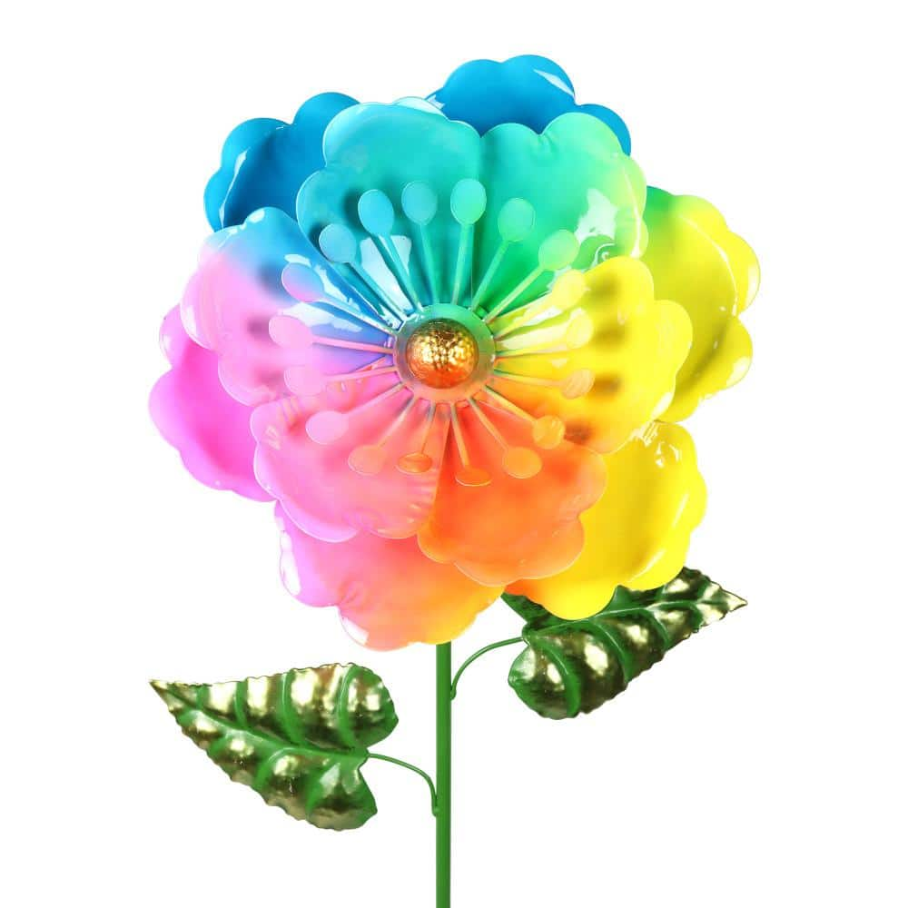 Exhart Bouncing Flower 3.08 ft. MultiColor Metal Garden Stake 76829-RS ...