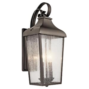 Forestdale 18.5 in. 2-Light Olde Bronze Outdoor Hardwired Wall Lantern Sconce with No Bulbs Included (1-Pack)