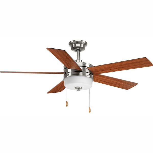 Progress Lighting Verada 52 in. Indoor Integrated LED Brushed Nickel Transitional Ceiling Fan with Remote for Living Room and Bedroom