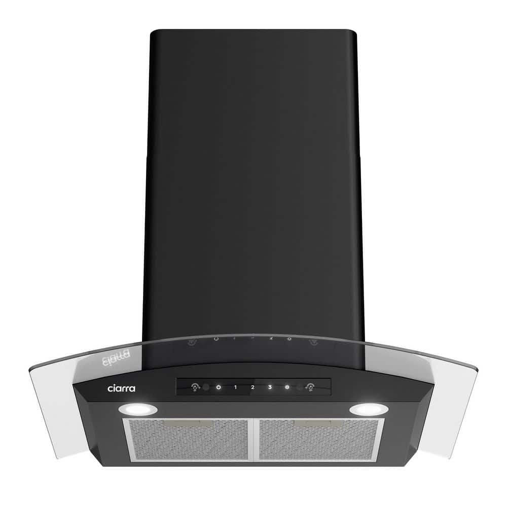 30 in. 650 CFM Smart Convertible Wall Mount Range Hood in Black Glass with Wave and Touch Control and Delay Shut-Off price history on PriceWatchPro