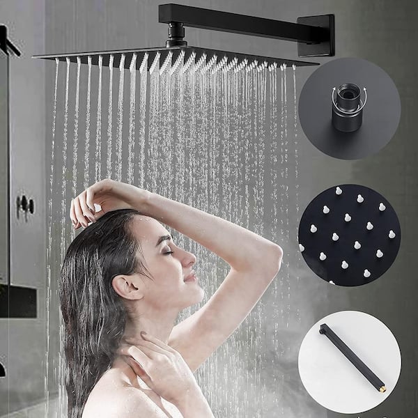 FORCLOVER 1-Spray Square High Pressure 12 in. Shower Head Brass