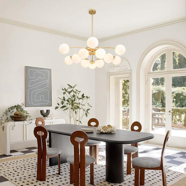 HUOKU Ceder 12-Light 39.4 in.Dia Brass Modern Sputnik Chandelier