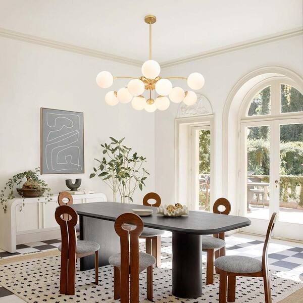 HUOKU Ceder 12-Light 39.4 in.Dia Brass Modern Sputnik Chandelier