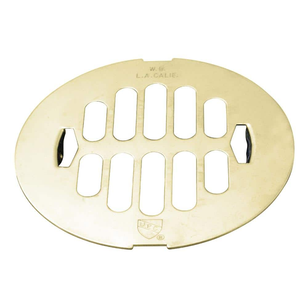 Westbrass 4-1/4 in. O.D. Snap-In Shower Drain Strainer in Polished Brass