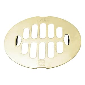4-1/4 in. O.D. Snap-In Shower Drain Strainer in Polished Brass