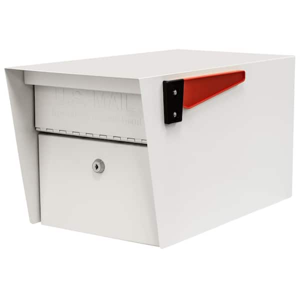 Mail Boss Mail Manager Locking Post-Mount Mailbox with High Security Reinforced Patented Locking System, Cream White