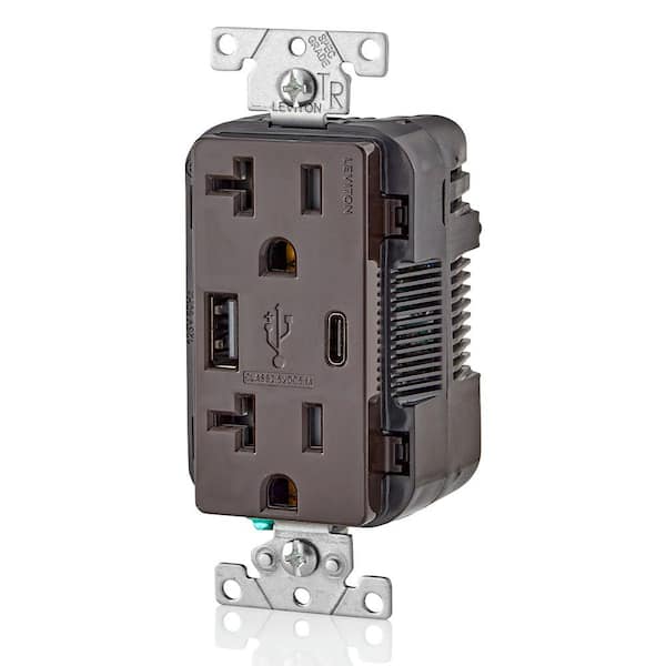 20 Amp Tamper Resistant Duplex Outlet /Type A & TypeC USB Chargers White Leviton 