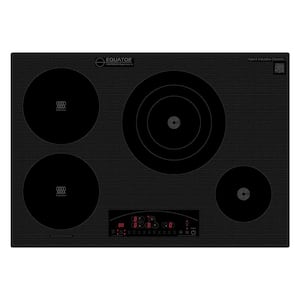 Design 30 in. 4-Elements Built in Electric Hybrid Ceramic-Induction Cooktop 220V Black W/ Triple Heating Element