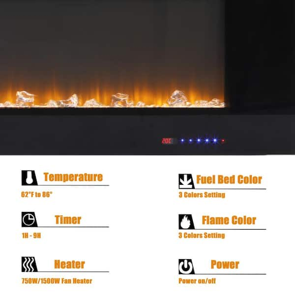 Clihome 42-72 Wall-Mounted w/ RC (1500W) Electric Fireplace - 50 in.