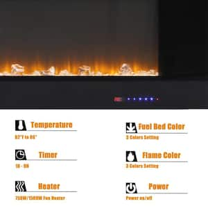 Flame 42 in. Wall-Mounted Thermostat Electric Fireplace with Timer Control