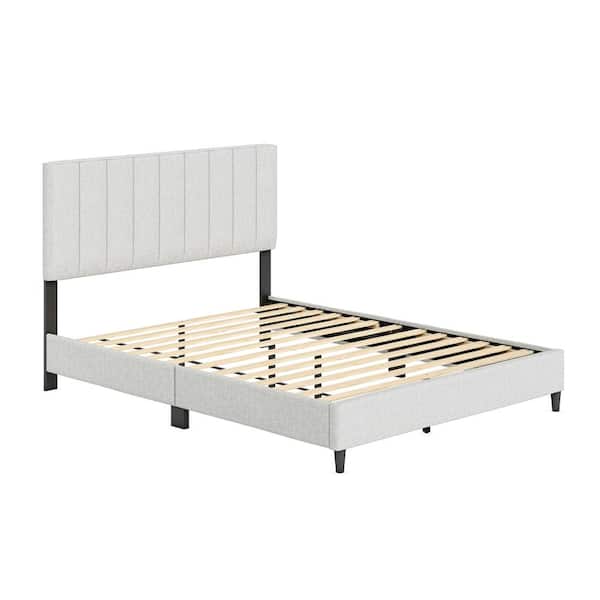 Boyd Sleep Leah Linen Panel Upholstered Platform Bed Frame, Beige ...
