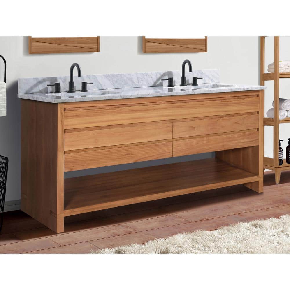 Kai 60" Natural Teak Double Vanity Cabinet