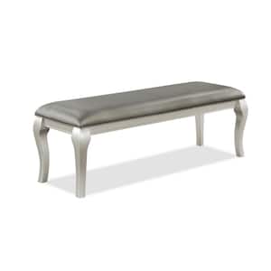 Gray and Champagne Gold 52 in. Backless Bedroom Bench with Cabriole Legs