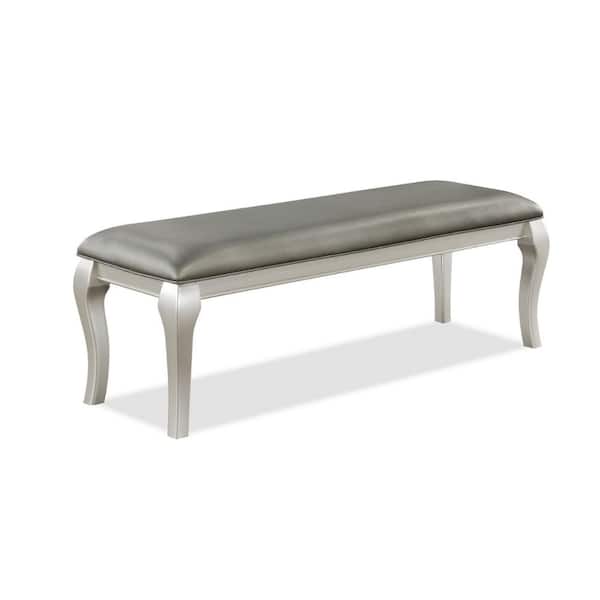Benjara Gray and Champagne Gold 52 in. Backless Bedroom Bench with Cabriole Legs