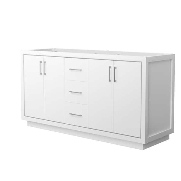 Wyndham Collection Icon 65.25 in. W x 21.75 in. D x 34.25 in. H Double Bath Vanity Cabinet without Top in White