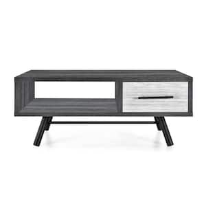 Burgoyne 39.3 in. x 16.6 in. Sonoma Grey Oak Rectangle Wood Coffee Table with Shelves