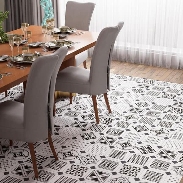 Vaudeville Octagon Sombra with Taco Antracita 8 in. x 8 in. Porcelain Floor and Wall Tile (11.25 sq. ft. /Case)