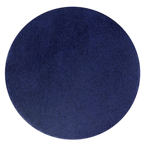 Micro Plush Collection Navy 30 in. x 30 in. Round 100% Micro Polyester Tufted Bath Mat Rug