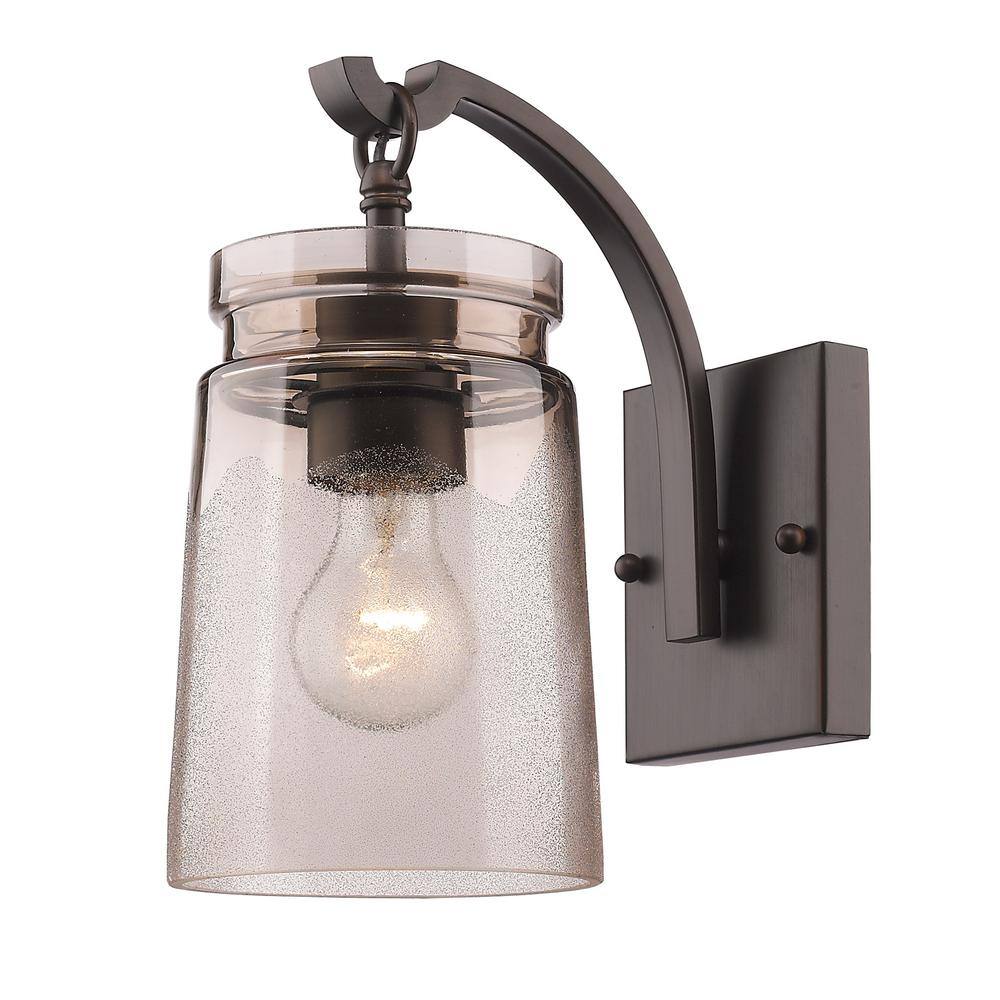 Bronze Dimmable Transitional Sconce with Frosted Glass Shade