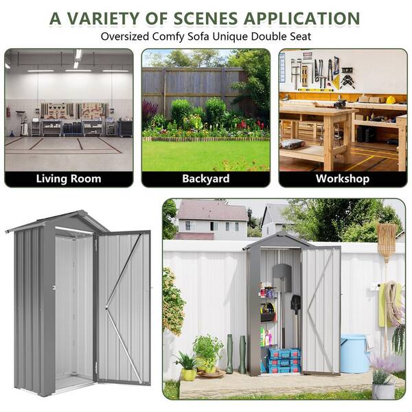 Unbranded - 1.41 ft. W x 2.46 ft. D x 5.80 ft. High Quality Galvanized Metal Shed with Solid Lock System in Black (14 sq. ft.)