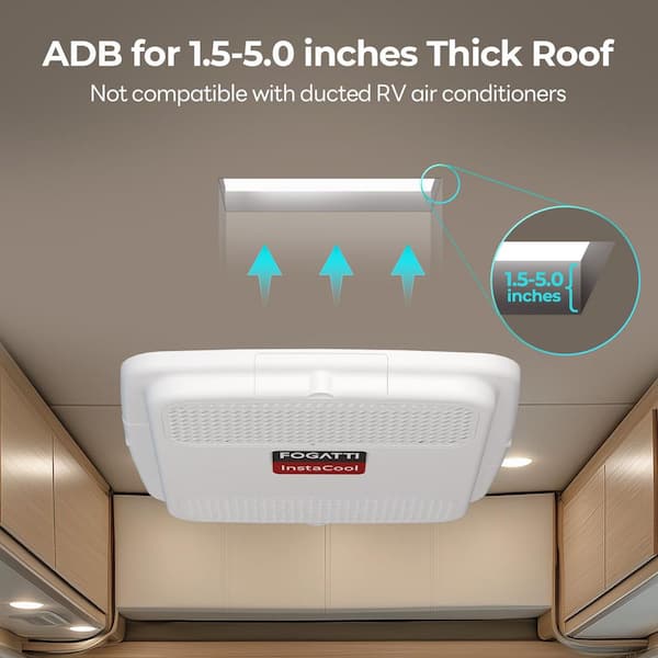 RV AC Unit 13500 BTU Non-Ducted, KINGRVER, Rooftop Air Conditioner Cooling With Air Distribution Box Gray