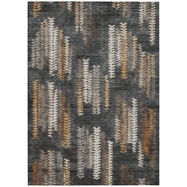 Chantille Machine Washable Indoor/Outdoor Abstract ACN2892 Charcoal 8 ft. x 10 ft. Area Rug