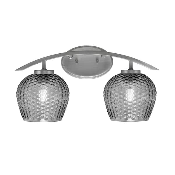 Unbranded Siena 18.25 in. 2-Light Vanity Light Graphite with Smoke Textured Glass Shades