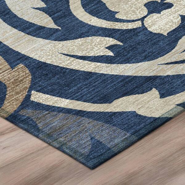 Chantille Machine Washable Indoor/Outdoor Abstract ACN3168 Navy 2 ft. x 3 ft. Accent Rug