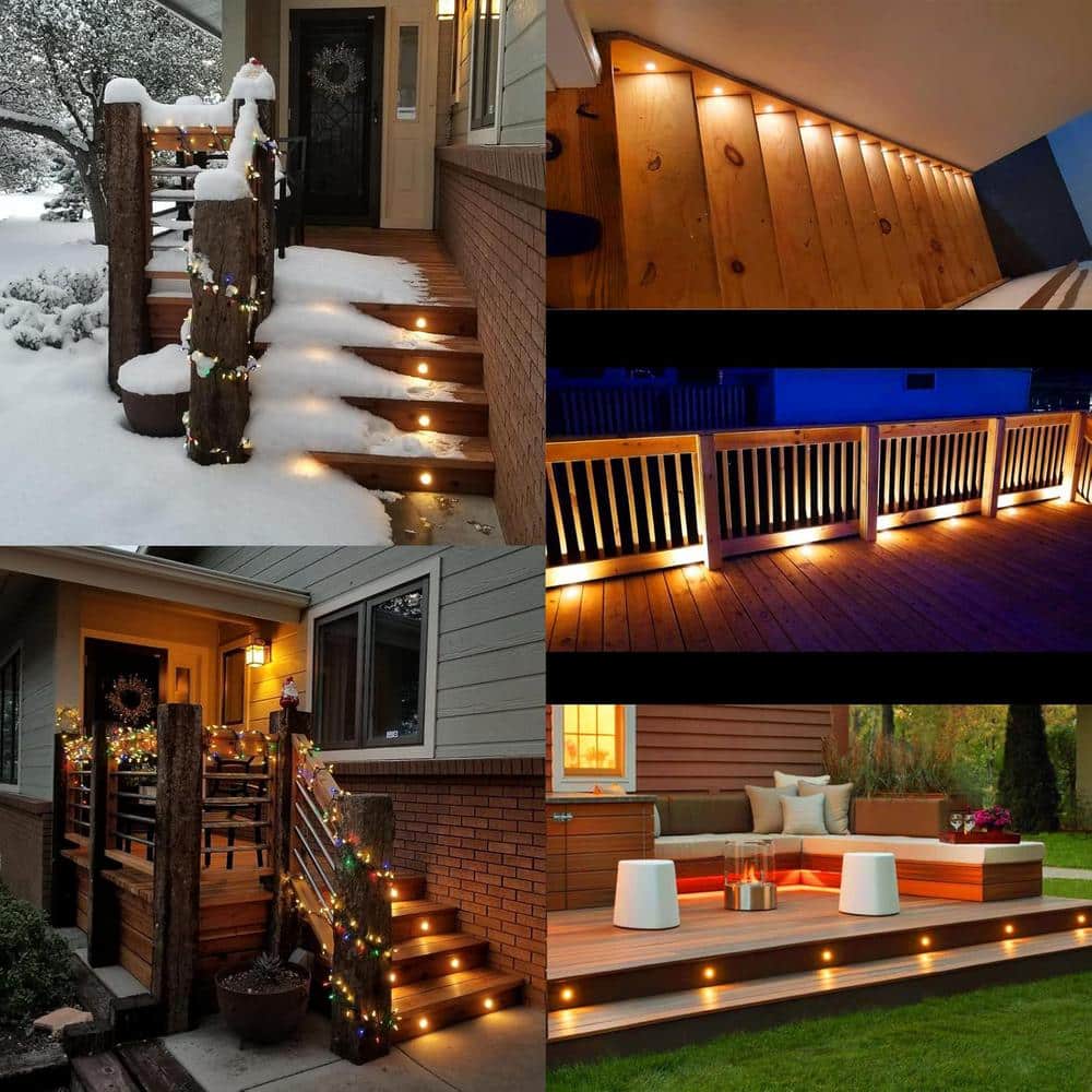 16-Pack Warm White LED Recessed Deck Lights with Black Shell