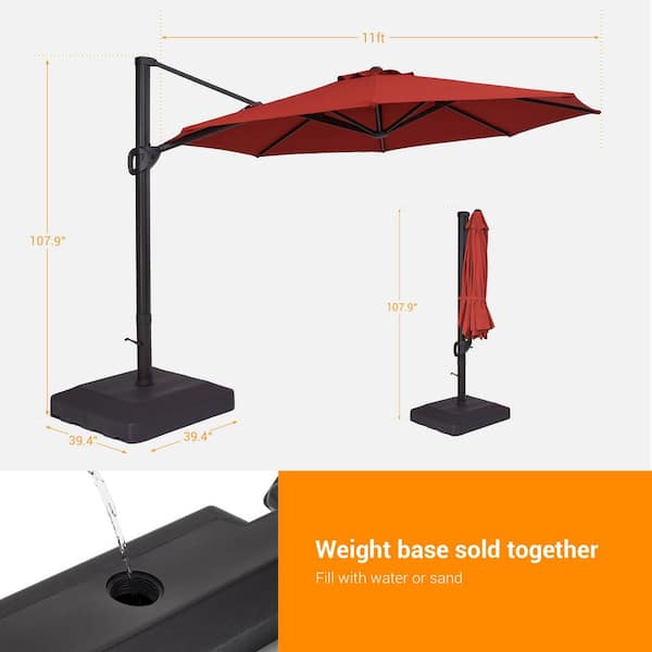garden treasures red offset patio umbrella 11' | Treasure Market Umbrella Crafted with utmost care 9' Auto Tilt Octagon Umbrella