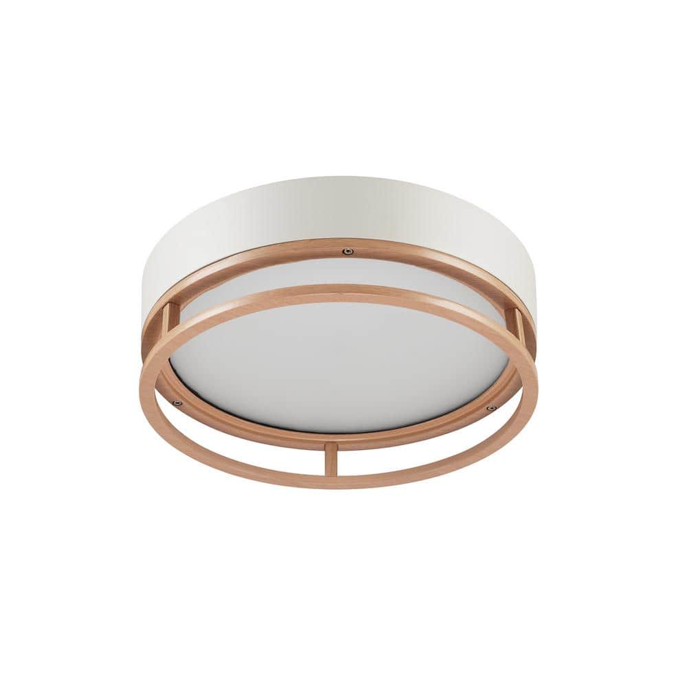18.5W 1-Light Matte White LED Integrated Outdoor Indoor Flush Mount Light with Faux Wood Accent price history on PriceWatchPro