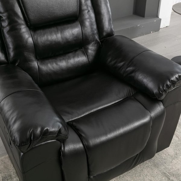 Polibi 73.2 in. W Black PU Leather 2-Seat Straight Loveseat, Home