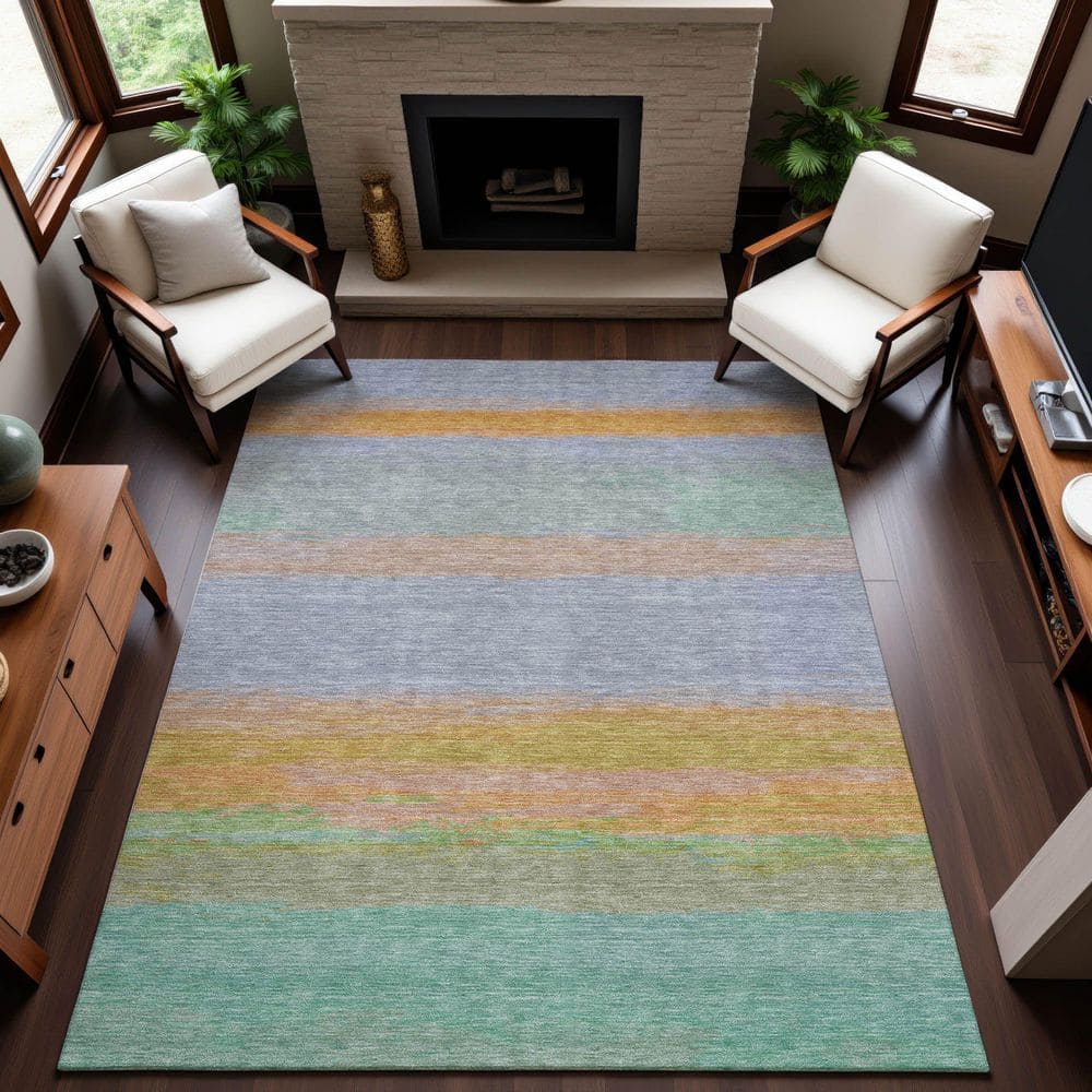 Mayfield Premium Machine Washable Abstract AMF1272 Lavender 3 ft. x 5 ft. Area Rug price history on PriceWatchPro