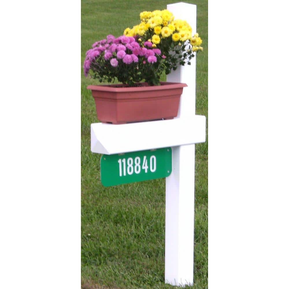 54-Inch White Vinyl Adjustable Mailbox Post Sleeve with Newspaper Holder