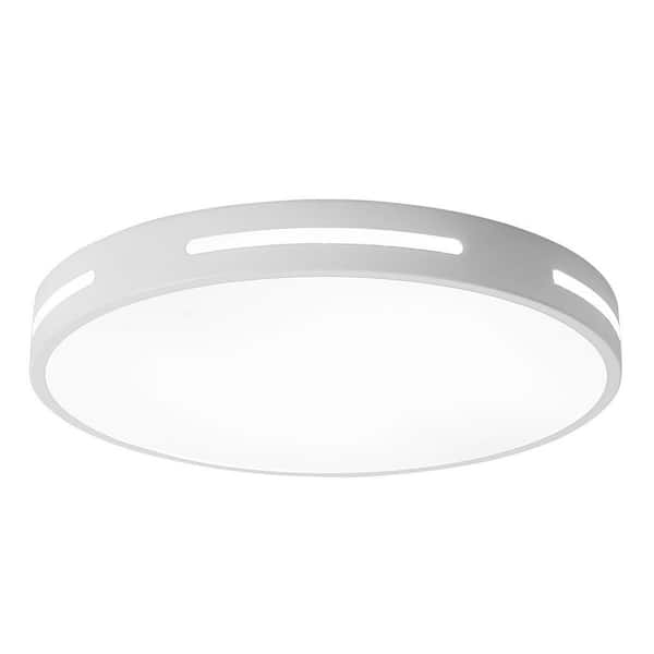 15.74 in. Round LED Flush Mount Ceiling Light 36-Watt Close to Ceiling Light with PS Shade, White