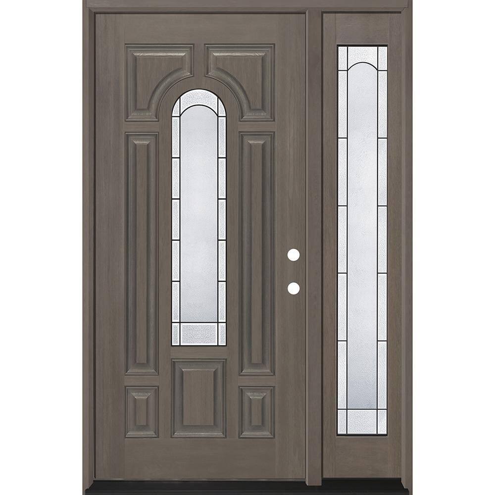 Regency 53 in. x 80 in. CenterLite Empire Glass LHIS Ashwd Mahogany Fiberglass Prehung Front Door w/14in-3/4SL 6-9/16