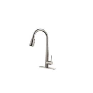 Single Handle Pull Down Sprayer Standard Kitchen Faucet with High Arc Single Handle, Deck Plate in Brushed Nickel
