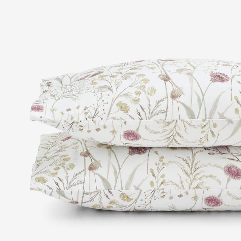 Legends Hotel Thistle Flower White Multi Wrinkle-Free Sateen King Pillowcase (Set of 2) -  The Company Store, 51297C-K-WHI-MU