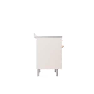 Nostalgie II 36 in. 6 Zone Freestanding Induction Range in Antique White with Copper