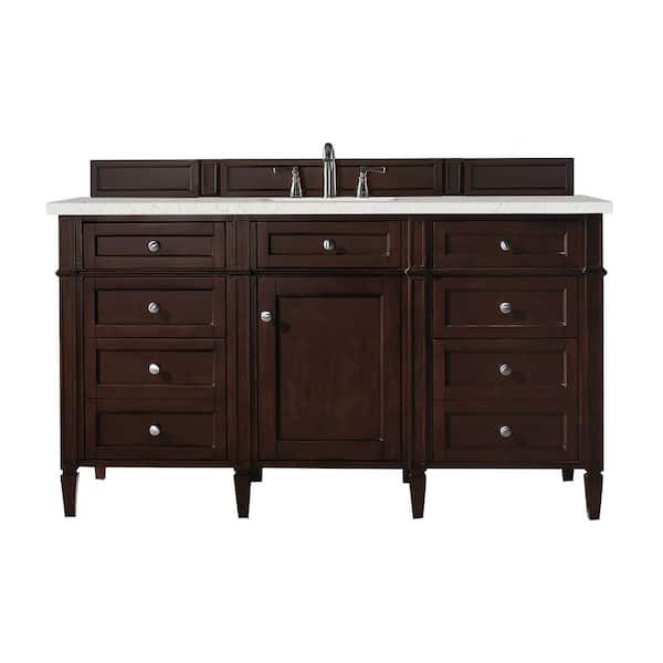 James Martin Vanities Brittany 60.0 in. W x 23.5 in. D x 34.0 in. H Bathroom Vanity in Burnished Mahogany with Lime Delight Top
