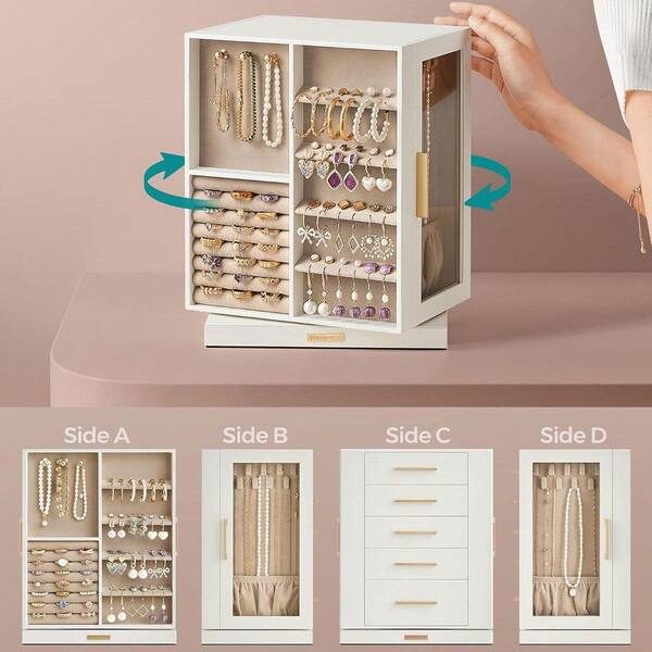 Cloud White 8.7 in. x 11.2 in. MDF Modern Jewelry Organizer