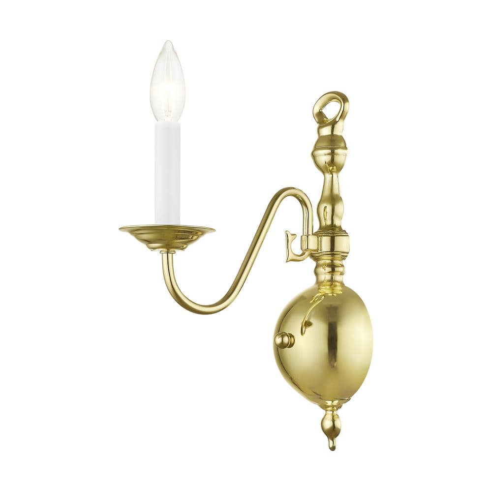 Polished Brass Colonial Single Light Wall Sconce