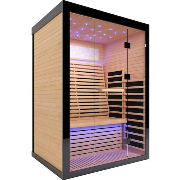 Hemlock 2-Person Far Infrared Sauna with 8-Heating Panels, LCD display, Touch Control, Bluetooth Audio, and LED Lighting