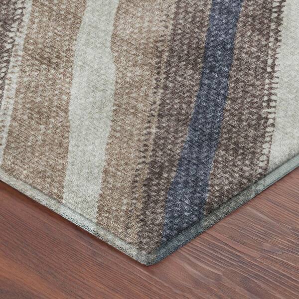Mayfield Premium Machine Washable Abstract AMF2282 Denim 3 ft. x 5 ft. Area Rug
