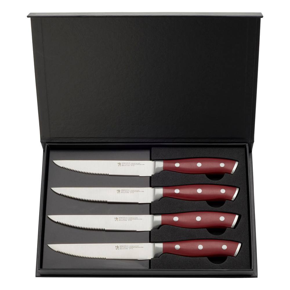 Forged Accent Red Stainless Steel Steak Knife Set of 4