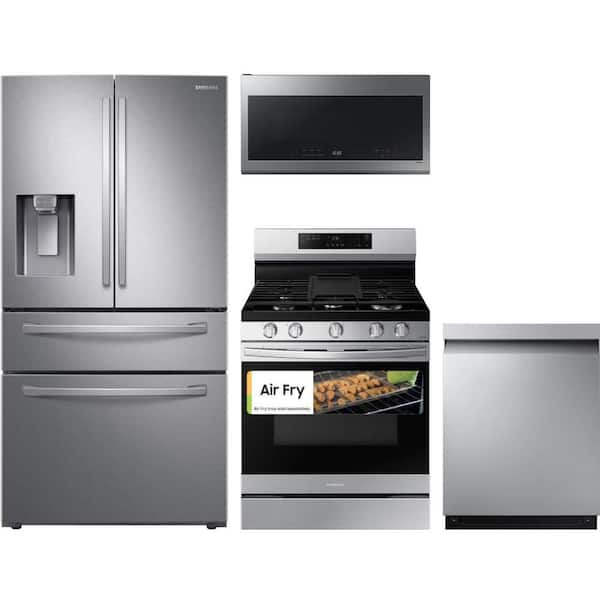 28 cu. ft. Standard Depth Smart Refrigerator with 5 Burner Freestanding Gas Range and Dishwasher with 3rd Rack