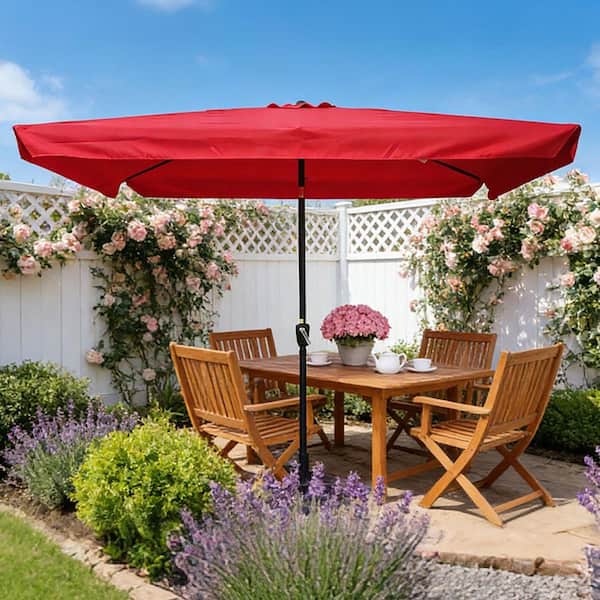 Coporesell 10 ft. Metal Patio Umbrella in Red with Crank and Push Button Tilt CLWSPU04R Coporesell 10 ft. Metal Patio Umbrella in Red with Crank and Push Button Tilt CLWSPU04R